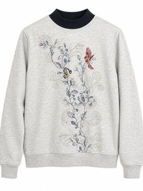 Northern Reflections Bird Floral Sweatshirt Petite Medium Cottagecore Pullover